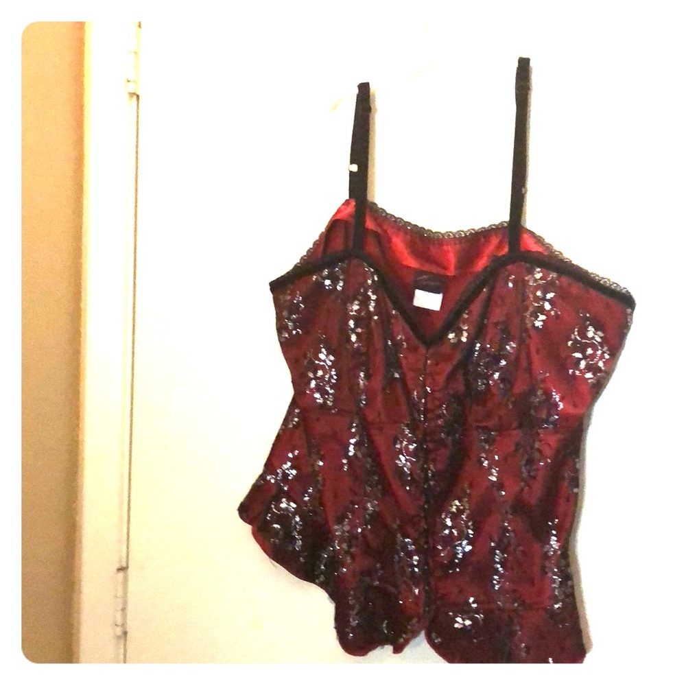 Torrid corset style red thin strap blouse